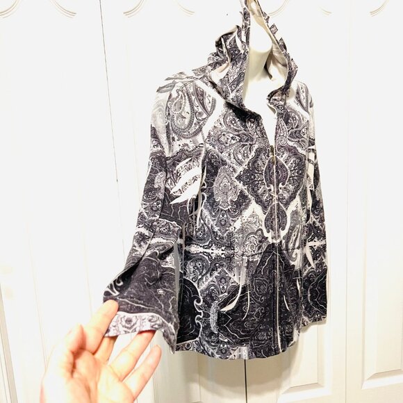 One World-Live and let Live-Silver Studded Y2K Zip Up Hoodie Sweater-PL-Pockets - Picture 5 of 16